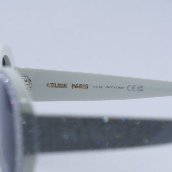 Celine CL4240IS 25A Sunglasses Shiny Ivory with Silver Studs Embellishment Frame - Picture 8 of 12